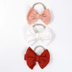 3Pcs/Set Big Bows Floral Headband Soft Elastic Nylon Newborn Baby Girl Headbands Cute Bowknot Cloth Kids Girls Hair Accessories - Image 4