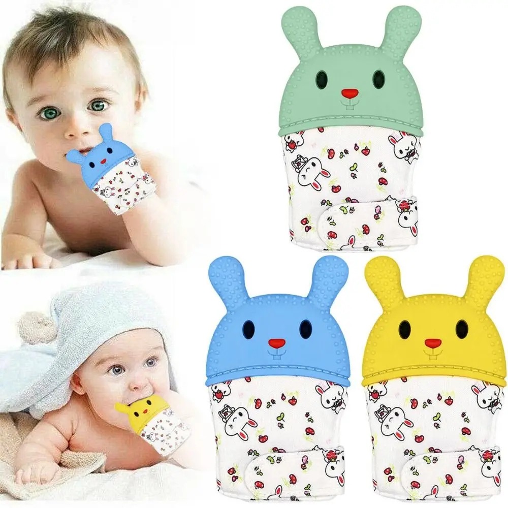 imgi_64_c8f47ec274eb9984454c75fbd227ed04 Tawakkal Mart Bunny Baby Glove Teether Silicone Teething Mitten Soft Teether - Image 1