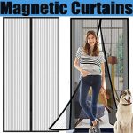 Magic Mesh Magnetic Screen Door Mesh Curtain Mosquito Net Bug Hands Free Partition Mute Striped Door Curtain Bedroom Ventilation - Image 2