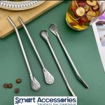 Stainless Steel Drinking Straw Spoon Tea Filter Detachable Reusable Metal Straws - Image 2