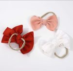 3Pcs/Set Big Bows Floral Headband Soft Elastic Nylon Newborn Baby Girl Headbands Cute Bowknot Cloth Kids Girls Hair Accessories - Image 3