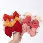 3Pcs/Set Big Bows Floral Headband Soft Elastic Nylon Newborn Baby Girl Headbands Cute Bowknot Cloth Kids Girls Hair Accessories - Image 2