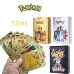 55 Pieces Pokemon Gold, Silver & Black & Multicolor Foil Cards Anime Cartoon Pokémon English Version Tcg Card - 55 Pcs Pokemon Cards Box For Fans Rare Collection Card Child Toys Gifts - Golden Edition 100% Plastic Cards