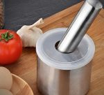 Stainless Steel Garlic Crusher with Grinding Stick & Bowl – Easy Manual Kitchen Garlic Masher Tool - Image 2
