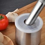 Stainless Steel Garlic Crusher with Grinding Stick & Bowl – Easy Manual Kitchen Garlic Masher Tool