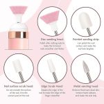 5 in 1 USB Charging Electric Nail File with 5 Silent Grinding Heads, Portable Manicure Pedicure Kit for Salon and Home (Pink) - Image 7
