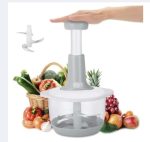 Manual Hand Press Processor Chopper Meat Grinder 1.5 L Press Start Quick Operation Food Vegetable Cutter Chopper Stainless Steel Blades Mincer Mixer Blender to Chop Fruits Onions Ginger Herbs Garlic Multi functional Hand Push Speedy Handheld - Image 2