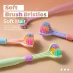 Three Sides Soft Silicone Brush Head Toothbrush, 3-Sided Ultra Soft Manual Operation Toothbrush Suitable For Aged 2-12, For Kid,Teen,Adult