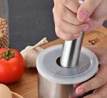 Stainless Steel Garlic Crusher with Grinding Stick & Bowl – Easy Manual Kitchen Garlic Masher Tool