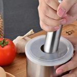 Stainless Steel Garlic Crusher with Grinding Stick & Bowl – Easy Manual Kitchen Garlic Masher Tool