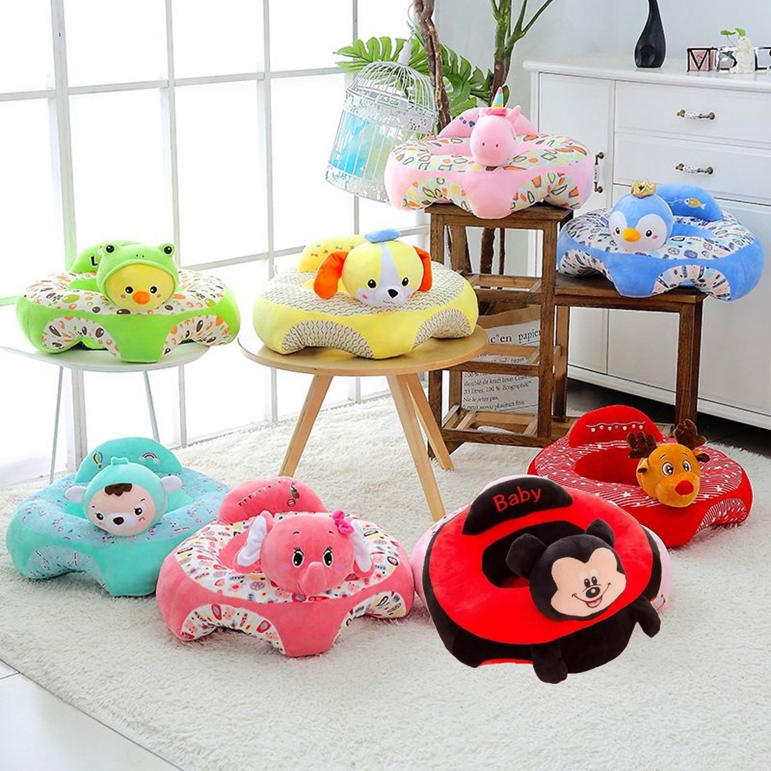 imgi_68_6e312eaddfee8795bffaa6ae2a31f731 Baby Booster Seat Mickey Mouse Elephant Children Support Seat Baby Carrier Soft Babies Toys Learning To Sit - Image 1