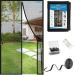 Magic Mesh Magnetic Screen Door Mesh Curtain Mosquito Net Bug Hands Free Partition Mute Striped Door Curtain Bedroom Ventilation