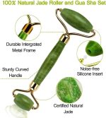 Original Stone Jade Roller and Gua Sha Set, Beyond Jade Face Roller - Face Massager, Facial Roller for Skin, Eyes, Neck - Noiseless Design - Jade Roller & Guasha Reduce Puffiness and Improve Wrinkles - Guasha Stone Self Care Gift for Man Women - Image 7