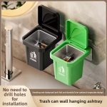 Wall Mounted Ashtray & Mini Trash Can – No-Drill Installation, Smoke-Proof & Dust-Proof Design