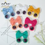 2pcs/set Baby Sunglasses Headband Set Fashion Newborn Flower Design Glasses Bowknot Headwear - Image 2