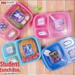 Student Large Lunch Box | 3 Compartment Plastic Tiffin Box for School & Office Use | Leak-Proof & Durable Student Lunchbox for Boys & Girls | BPA-Free Reusable Lunch Box for Kids | Eco-Friendly Plastic Lunch Box with Compartments |