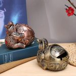 Retro Windproof Ashtray with Lid Zinc Alloy Elephant Styling - Image 10