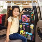 Car Backseat Organizer with Touch Screen Tablet Holder + 9 Storage Pockets Kick Mats Car Seat Back Protectors