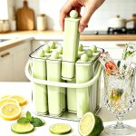 Long Ice Bar Mold Reusable Silicone Popsicle Ice Pop Maker with Storage Tray - Image 2