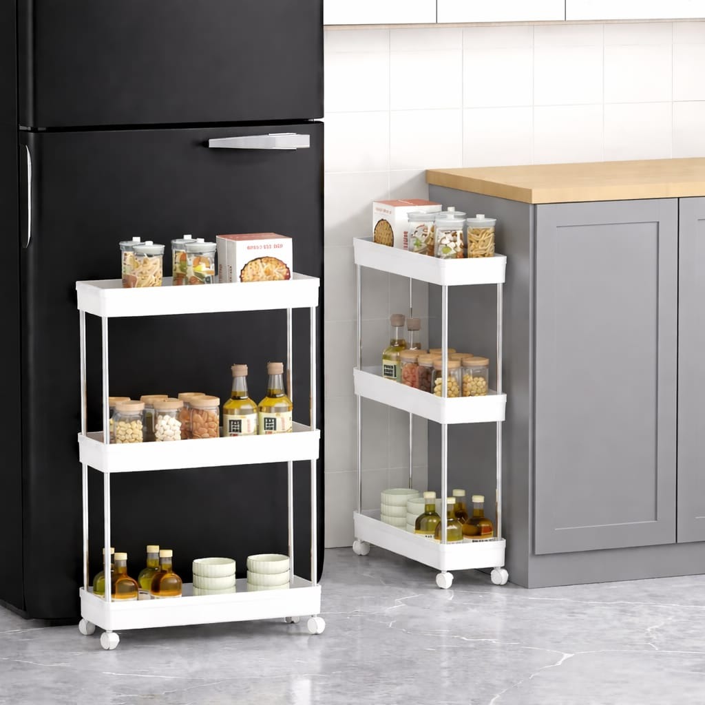 imgi_69_f5dcc0996b3980f8aa201ac6a4826787 (1) Slim Storage Cart with Slide Out Shelves, Rolling Bathroom, Kitchen, or Laundry Organizer with Wheels - Image 1