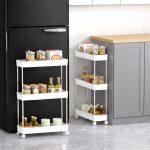 Slim Storage Cart with Slide Out Shelves, Rolling Bathroom, Kitchen, or Laundry Organizer with Wheels
