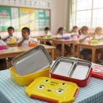MOYO Kids Cartoon Lunch Box | Stainless Steel Inner Tray | Leakproof, Durable & BPA-Free | Cute Bear Design for Boys & Girls | Perfect for School, Travel & Picnic | Multi-Color Food Storage Box