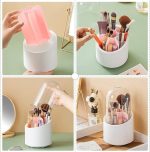 Rotating Makeup Brush Holder with Lid, Dustproof Cosmetic Brush Storage Organizer for Vanity - Image 4