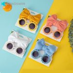2pcs/set Baby Sunglasses Headband Set Fashion Newborn Flower Design Glasses Bowknot Headwear - Image 3