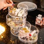 Jewelry Collection Box Transparent Multi-Layer Rotating Desktop Collection dust-Proof Finishing Makeup Box Rack Make-up Rack Transparent