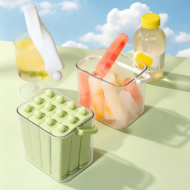imgi_72_d99c265c647e37c47b1a9591de07c365 Long Ice Bar Mold Reusable Silicone Popsicle Ice Pop Maker with Storage Tray - Image 1