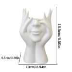 Pen Holder & Desk Decor White Abstract Face Sculpture with Hands, Modern Office Desktop Organizer for Pens, Makeup Brushes - Image 5