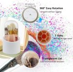 Rotating Makeup Brush Holder with Lid, Dustproof Cosmetic Brush Storage Organizer for Vanity - Image 3