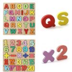 Wooden Slates Alphabets Letters Numbers and Shapes, Small and Capital ABC, 123 Numbers and Geometric Shapes Pack of 4 , 3 , 2 Wooden Educational Learning Puzzle wooden matching game kids puzzle wooden board - Image 6