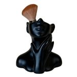 Pen Holder & Desk Decor White Abstract Face Sculpture with Hands, Modern Office Desktop Organizer for Pens, Makeup Brushes - Image 7