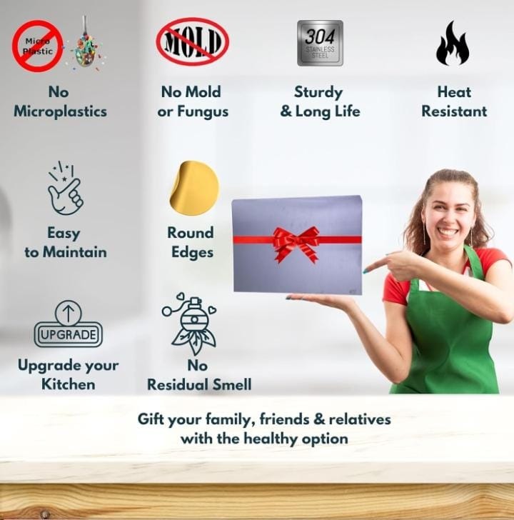 imgi_75_bfd9f4291e4431fb3e4fc8fda239a0cf Food grade stainless steel cutting board/chopping board/CounterTop. No Microplastic. No Smell. perfect for dough kneading, for cutting fruits vegetables, cutting board,Meat, Fish (Collect free shipping voucher then place your order) - Image 1