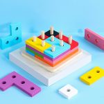 Lewo Wooden Puzzle Toddler Toys Shapes Sorter Preschool Geometric Blocks Stacking Games for Kids Geometric Shape Sorter - Image 5