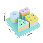 Lewo Wooden Puzzle Toddler Toys Shapes Sorter Preschool Geometric Blocks Stacking Games for Kids Geometric Shape Sorter - Image 6