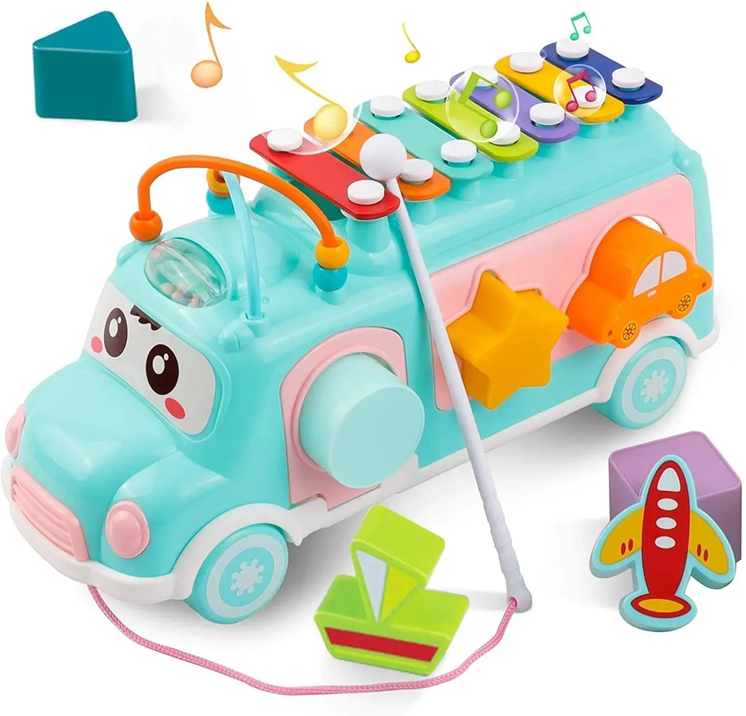 imgi_7_2d7ebb99111d597df87b2e34d019a4e8.jpg_2200x220 Hunger Bus Baby Toy Musical School Bus, Knocking Piano Car with Shape Puzzles,Sensory Toys for Toddlers 1-3,Educational Learning Gift for Girls and Boys - Image 1