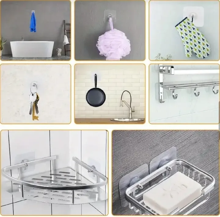 imgi_7_9b6b514648a37031f749147728bf51f4.jpg_720x720q80.jpg_ Pack 1 2 5 10 20 Pcs Self Adhesive Screw Hook Stickers Heavy Duty Drill and Nail Free Sticky Suction Cup Wall Hanging Hooks Transparent Punch Free No Scratch Strong Ceiling Hanger Hook Sticker self adhesive hook - Image 1